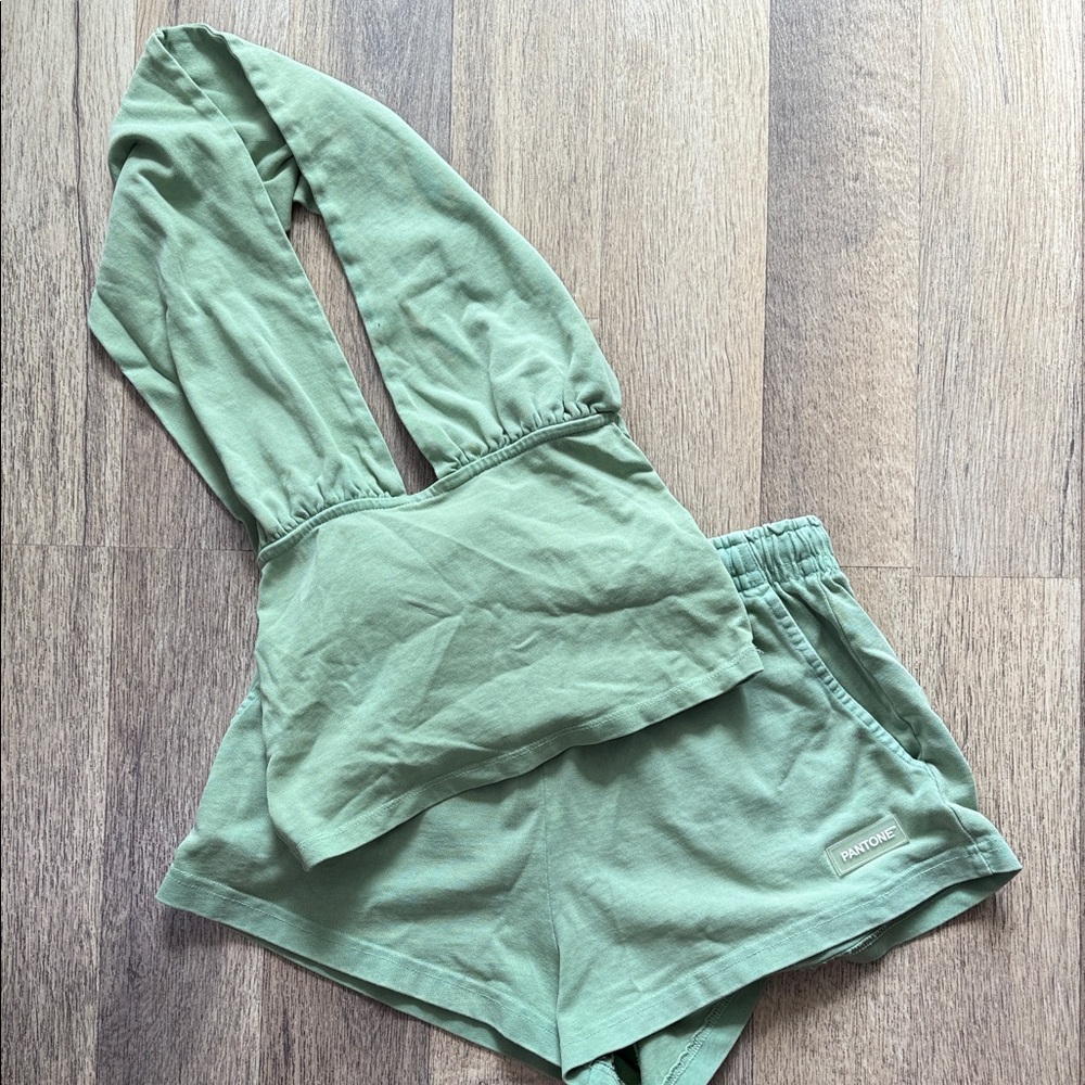Zara Pantone  Green Halter Top and Shorts size s
